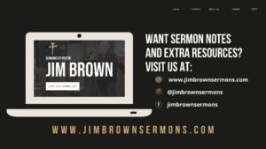Slide promoting Jim Brown Sermons with website and social handles.